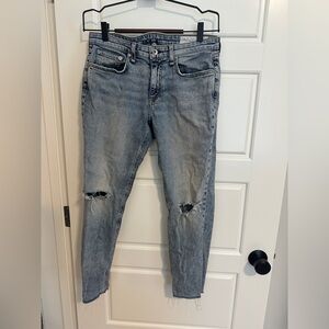 Rag & Bone Gray Skinny Jeans with Distressed Details